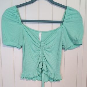 Chocolate Brand - Mint Green Ruched Crop Top